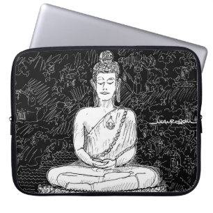 Funda Para Portátil Buddha Wat Pho Temple Bangkok Tailandia B&W