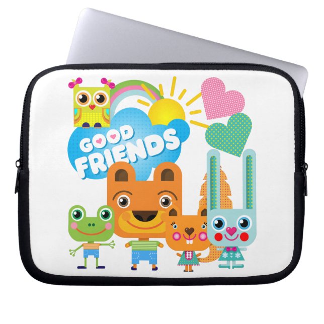 Funda Para Portátil Buenos amigos de los animales (Frente)