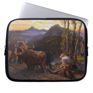 Funda Para Portátil Bueyes que aran en la puesta del sol (w/c en el
