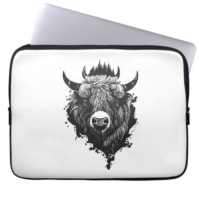 Funda Para Portátil Búfalo Bison Wild Animal Nature Ilustracion Arte (Frente)