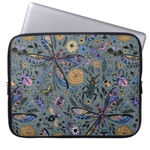 Funda Para Portátil Bugs de garabatos en gris tardío