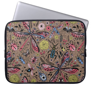 Funda Para Portátil Bugs de garabatos en mocha marrón