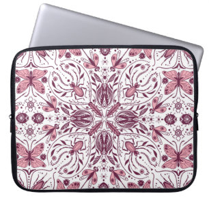 Funda Para Portátil Bugs, magenta oscuro y rosa sobre blanco