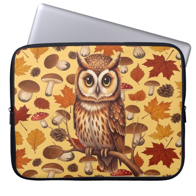Funda Para Portátil Búho de otoño y hojas (Frente)