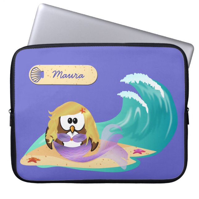 Funda Para Portátil búho de sirena (Frente)
