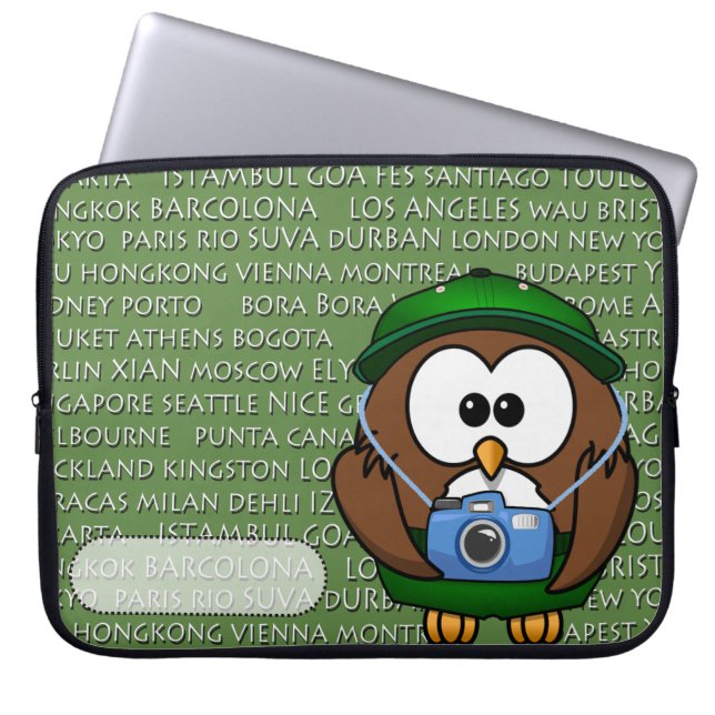 Funda Para Portátil búho de turista (Frente)