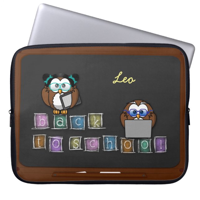 Funda Para Portátil búho de vuelta al cole (Frente)
