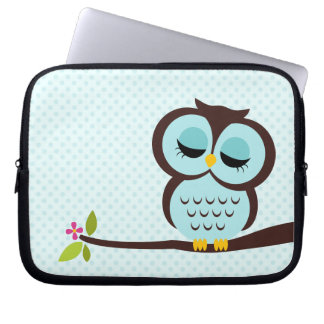 Funda Para Portátil Búho lindo de la aguamarina