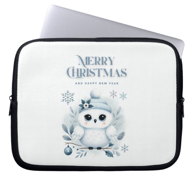 Funda Para Portátil Búho navideño (Frente)