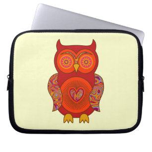Funda Para Portátil Búho psicodélico rojo