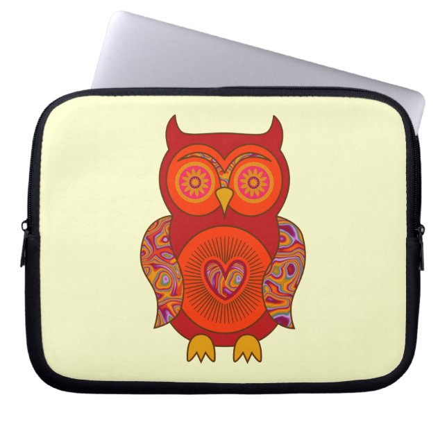 Funda Para Portátil Búho psicodélico rojo (Frente)