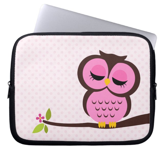 Funda Para Portátil Búho rosado lindo (Frente)