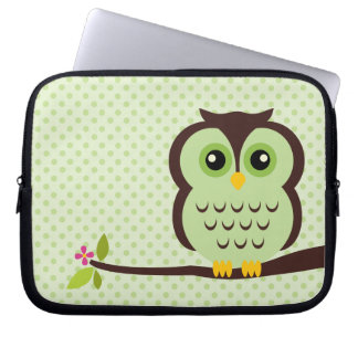 Funda Para Portátil Búho verde lindo