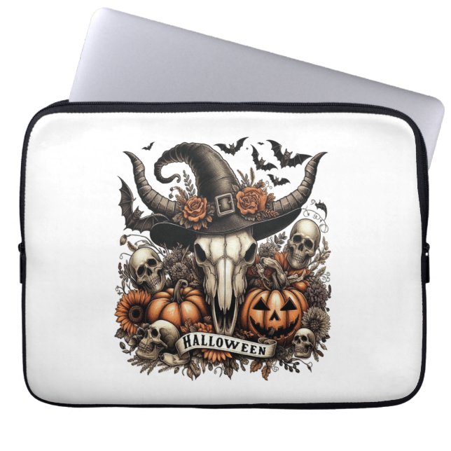 Funda Para Portátil Bull Skull Halloween Cow (Frente)