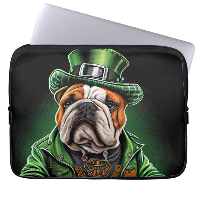 Funda Para Portátil Bulldog conduciendo en bicicleta antes del Día de  (Frente)