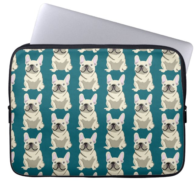 Funda Para Portátil Bulldog Francés Crema (Frente)