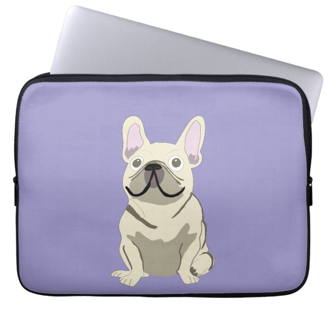 Funda Para Portátil Bulldog Francés Crema (Frente)