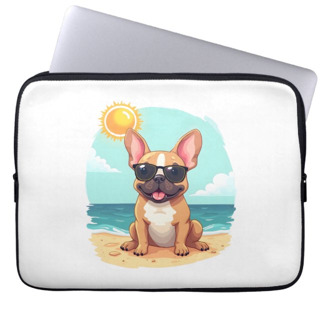 Funda Para Portátil Bulldog francés de vacaciones (Frente)