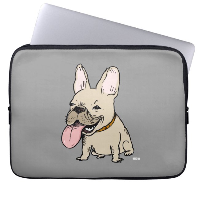 Funda Para Portátil Bulldog francés divertido con gran lengua (Frente)
