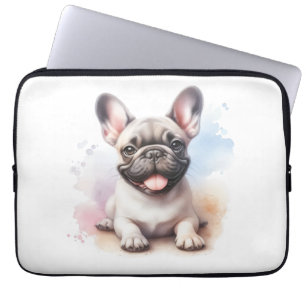 Funda Para Portátil Bulldog Francés en acuarela