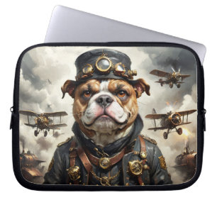 Funda Para Portátil Bulldog inglés de Steampunk aviator
