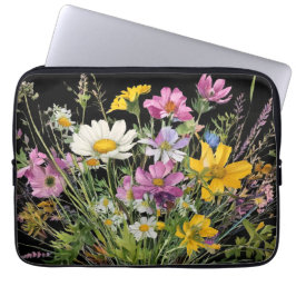 Funda Para Portátil bullicio de flores silvestres acuáticas sobre fond