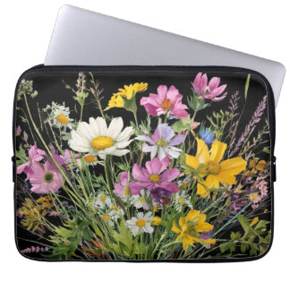 Funda Para Portátil bullicio de flores silvestres acuáticas sobre fond