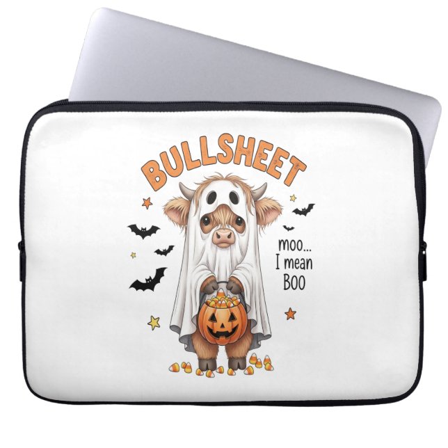 Funda Para Portátil Bullsheet Highland Cow Funny Ghost (Frente)