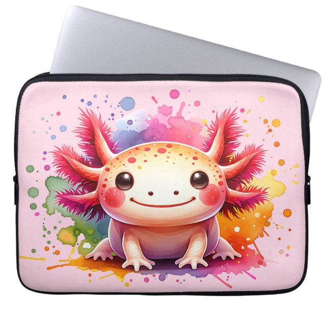 Funda Para Portátil Buntes lächelndes Axolotl als Grafik (Frente)