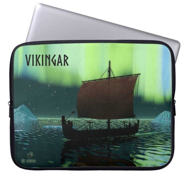 Funda Para Portátil Buque Viking Y Luces Del Norte (Frente)