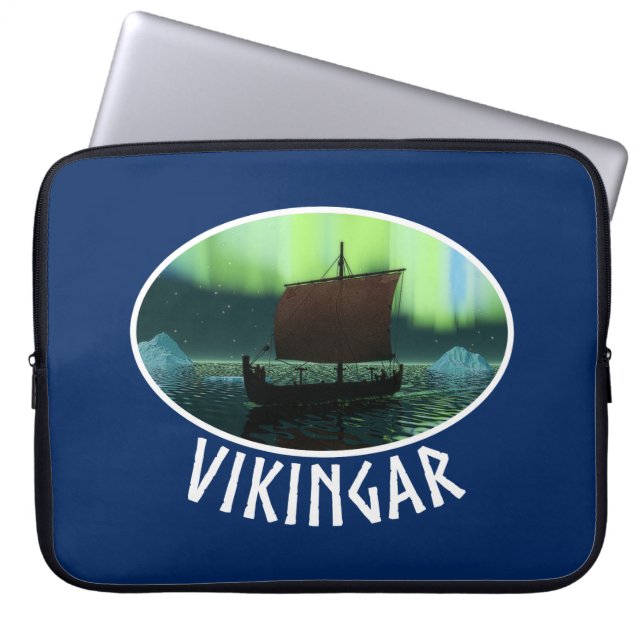 Funda Para Portátil Buque Viking Y Luces Del Norte (Frente)