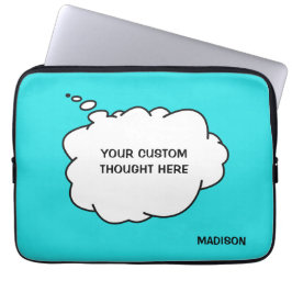 Funda Para Portátil Burbuja de pensamiento con nombre, texto y color p