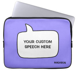 Funda Para Portátil Burbujas de habla con nombre, texto y color person