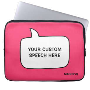 Funda Para Portátil Burbujas de nombre, texto y discurso de color pers