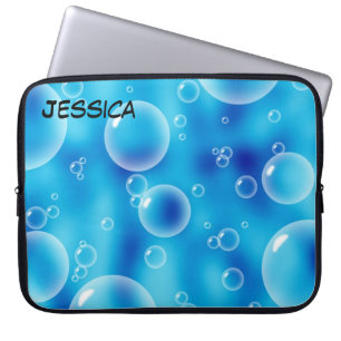 Funda Para Portátil Burbujas en un fondo azul