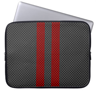 Funda Para Portátil Burgundy Red Carbon Style Carreras Stripes Decorac