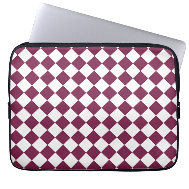 Funda Para Portátil Burgundy White Checker Diamond Pattern (Frente)