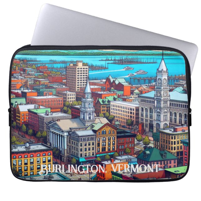 Funda Para Portátil Burlington, Vermont Comic Book Style Art (Frente)