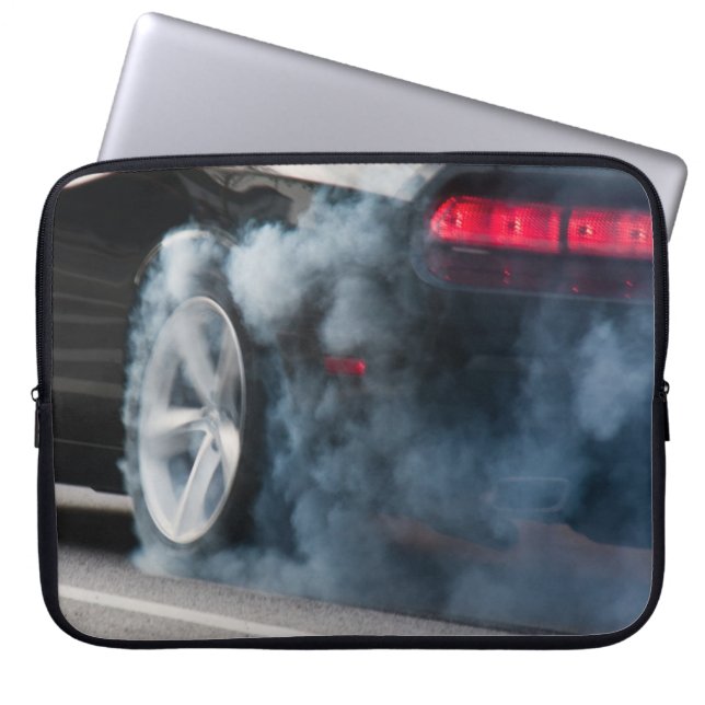 Funda Para Portátil Burnout de coche negro (Frente)