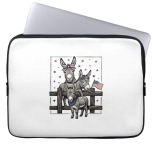 Funda Para Portátil Burros Patrióticos Diseño de Camiseta Vintage 4 de