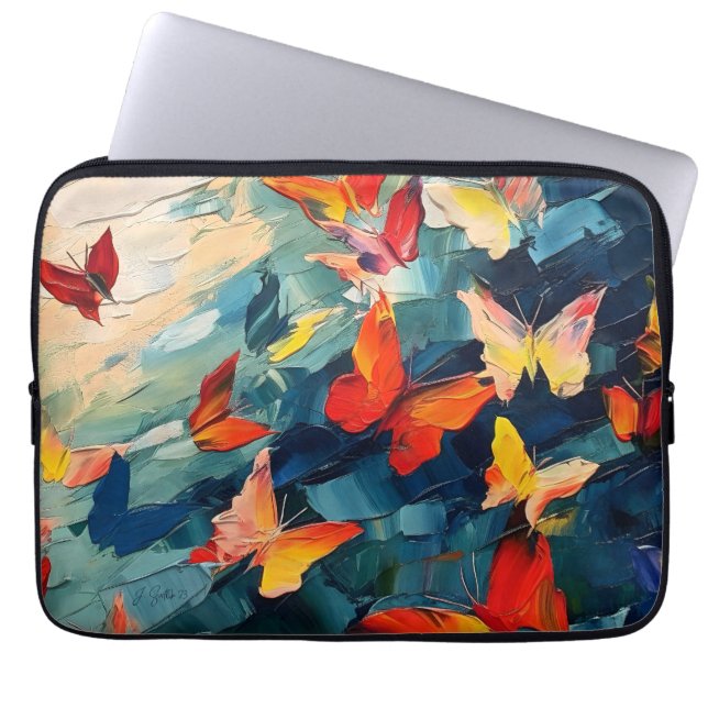 Funda Para Portátil Butterflies in Motion – Expressive Abstract Flight (Frente)