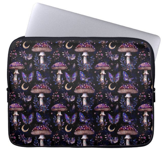 Funda Para Portátil Butterfly Mushroom Floral Dark Whimsical Pattern (Frente)