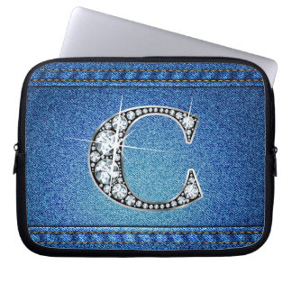 Funda Para Portátil C Faux "Diamond" Denim Stitling Electronics Bag