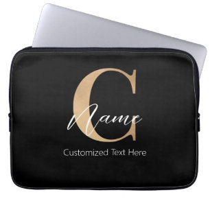 Funda Para Portátil C inicial monogramada moderna y nombre personaliza
