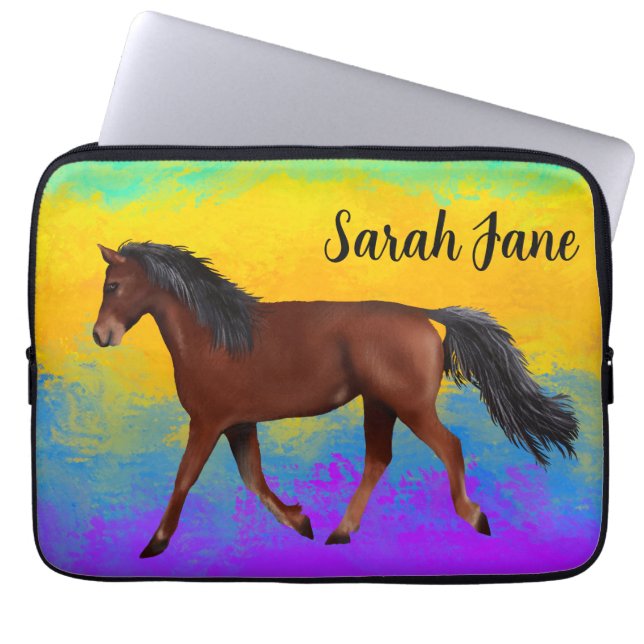Funda Para Portátil Caballo Árabe Marrón (Frente)