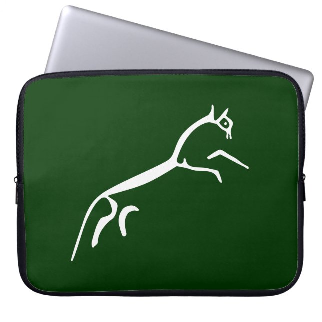 Funda Para Portátil Caballo blanco (Castillo Uffington) - Verde oscuro (Frente)
