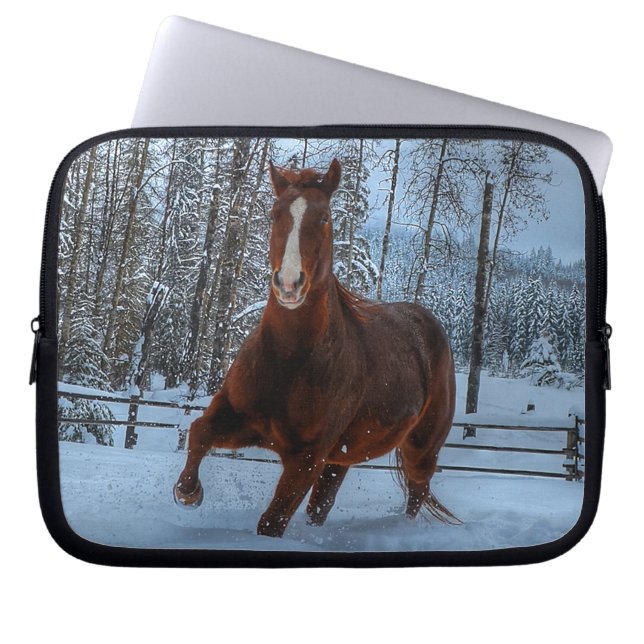 Funda Para Portátil Caballo de acedera en nieve para los amantes de lo (Frente)
