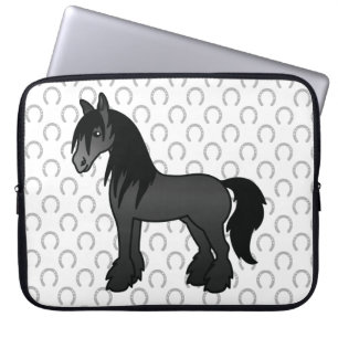 Funda Para Portátil Caballo de dibujos animados Black Gypsy Vanner Cly