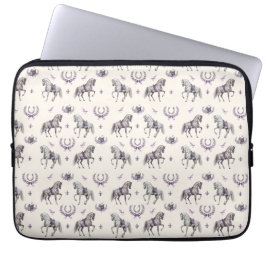 Funda Para Portátil Caballo de Dressage Elegante y Herradura Acuarela
