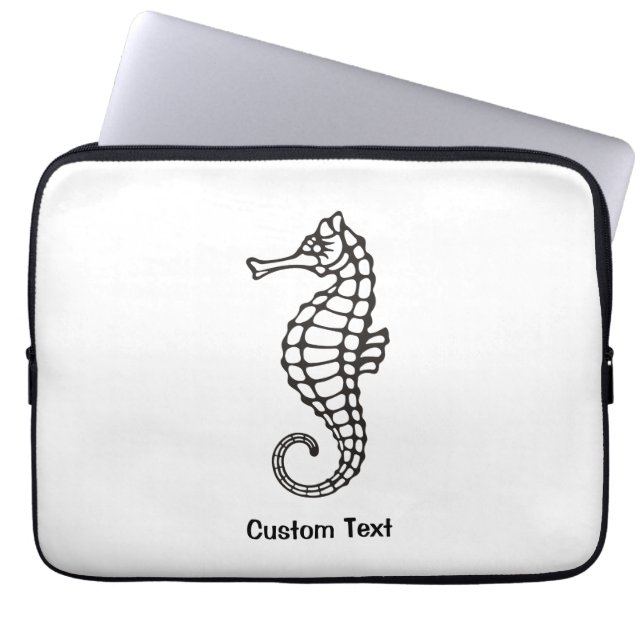 Funda Para Portátil Caballo de mar negro (Frente)